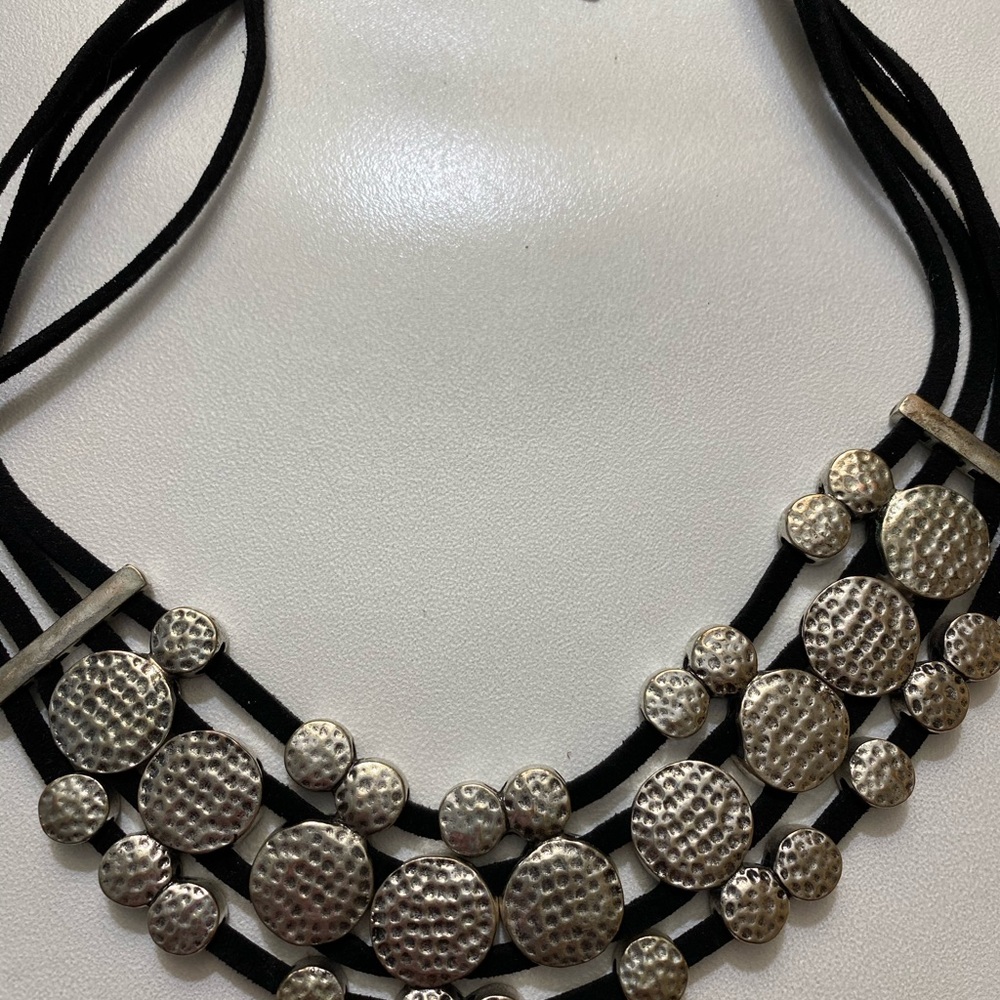 Silver and black statement necklace